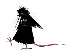 Rule 34 | black eyes, black feathers, black hair, black robe, black wings, candle, creature, feathered wings, feathers, full body, hair over one eye, highres, holding, holding candle, kamikiririp, no humans, original, red tail, robe, solo, walking, white background, wings