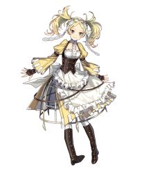 Rule 34 | 1girl, apron, blonde hair, blue eyes, boots, breasts, corset, crinoline, detached collar, dress, fire emblem, fire emblem awakening, fire emblem heroes, frills, full body, highres, knee boots, lissa (fire emblem), looking at viewer, nintendo, official art, princess, short twintails, small breasts, smile, solo, standing, transparent background, twintails, underbust, wide sleeves
