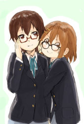 Rule 34 | 2girls, fukutarou (enji127), glasses, hirasawa yui, k-on!, manabe nodoka, multiple girls, school uniform, uniform