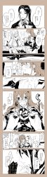 Rule 34 | absurdres, alcohol, alternate costume, animal ears, ashigara (kancolle), bar (place), blush, breasts, rabbit ears, character request, cleavage, comic, detached collar, drunk, eyelashes, fake animal ears, gloves, hairband, highres, kantai collection, laughing, leotard, long hair, monochrome, mzet, nachi (kancolle), playboy bunny, ponytail, side ponytail, spot color, talking, translation request, uniform, wavy hair