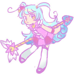 Rule 34 | 1girl, blue hair, closed mouth, commentary request, holding, holding wand, lobotomy corporation, long hair, mary janes, neck ribbon, pink ribbon, pink shirt, pink skirt, pleated skirt, project moon, purple footwear, queen of hatred, ribbon, rinmitsu, shirt, shoes, simple background, sketch, skirt, sleeveless, sleeveless shirt, solo, star wand, thighhighs, two side up, wand, white background, white thighhighs, yellow eyes