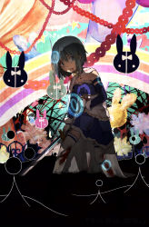 Rule 34 | 1girl, blood, blood on clothes, blood on face, blue eyes, blue hair, blue skirt, cape, commentary request, fortissimo, gloves, hair ornament, highres, holding, holding sword, holding weapon, magical girl, mahou shoujo madoka magica, mahou shoujo madoka magica (anime), miki sayaka, miki sayaka (magical girl), musical note, musical note hair ornament, short hair, skirt, solo, sword, thighhighs, un nm5sy, weapon, white cape, white gloves, white thighhighs