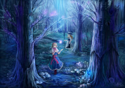 Rule 34 | 2girls, absurdres, alice margatroid, apron, bad id, bad pixiv id, blonde hair, boots, broom, brown eyes, bug, butterfly, capelet, dress, female focus, forest, forest of magic, glowing, hairband, hat, highres, bug, kirisame marisa, lizard, long hair, multiple girls, mushroom, nature, oto taku, ribbon, short hair, standing, touhou, tree, witch, witch hat, wrist cuffs, yinzhai