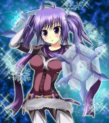 Rule 34 | andrew (duel angel), blue eyes, blue hair, corset, dance princess of the ice barrier, duel monster, hair ornament, highres, scarf, short twintails, twintails, weapon, yu-gi-oh!