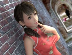 Rule 34 | 1girl, 3d, breasts, brown hair, china dress, chinese clothes, dress, female focus, flear, incise soul, m-rs, outdoors, solo, standing, twintails, upper body