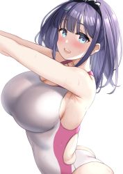 Rule 34 | 1girl, blue eyes, blue hair, blush, breasts, highres, kibihimi, large breasts, misora (princess connect!), princess connect!, short hair, swimsuit