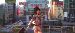 Rule 34 | 1girl, 2019, :o, akihabara (tokyo), billboard, black bow, blue eyes, bow, bright pupils, brown hair, building, buttons, car, city, cowboy shot, crosswalk, day, double-breasted, food, from side, hairband, highres, holding, holding food, ibara dance, jacket, kizuna ai, kizuna ai inc., long hair, long sleeves, looking at viewer, looking to the side, md5 mismatch, miniskirt, motor vehicle, multicolored hair, open clothes, open jacket, open mouth, outdoors, pink hair, pink hairband, popsicle, poptepipic, popuko, railing, resolution mismatch, rolling suitcase, sailor collar, school uniform, sega, serafuku, shirt, skirt, solo focus, source smaller, streaked hair, suitcase, sunlight, swept bangs, thighhighs, tree, virtual youtuber, white jacket, white sailor collar, white shirt, white skirt, white thighhighs, zettai ryouiki