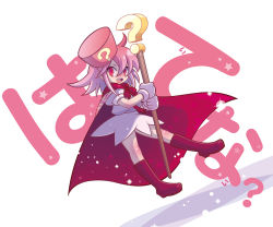 Rule 34 | 1girl, ?, bad id, bad pixiv id, benesse, boots, cape, gloves, hat, hatena yousei, kimimaru, pink hair, pink hat, solo