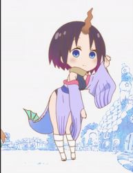 Rule 34 | animated, animated gif, blue eyes, breasts, dragon girl, elma (maidragon), kobayashi-san chi no maidragon, large breasts, lowres, purple hair, tail