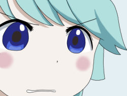 Rule 34 | blue background, blue eyes, blue hair, dororon enma-kun, face, gununu (meme), meme, short hair, yukiko hime