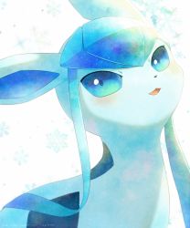 Rule 34 | :d, alopias, blue eyes, creatures (company), game freak, gen 4 pokemon, glaceon, green eyes, looking to the side, multicolored eyes, nintendo, no humans, open mouth, pokemon, pokemon (creature), rainbow gradient, smile, snowflakes, upper body