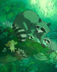 Rule 34 | animal, blush stickers, john ramsey, looking at another, mushroom, nature, original, outdoors, personification, plant, raccoon, smile