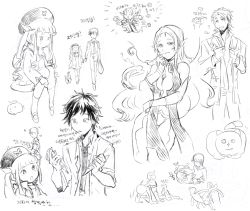Rule 34 | alvin (tales), animal, beard, breasts, cat, coat, crying, elize lutus, elle mel marta, closed eyes, facial hair, holding hands, happy, hat, jude mathis, korean text, leia rolando, long hair, ludger will kresnik, rollo (tales), monochrome, multiple boys, multiple girls, muzet (tales), necktie, om (pixiv2876411), open mouth, pants, pointy ears, scarf, shoes, short hair, simple background, tagme, tales of (series), tales of xillia, tales of xillia 2, tears, teepo (tales), twintails, white background, wings