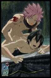 Rule 34 | 2boys, age difference, anal, artist name, artist request, brothers, fairy tail, fire, highres, incest, male focus, male penetrated, multiple boys, natsu dragneel, nude, outdoors, penis, rain, sex, siblings, water, wet, yaoi, zeref