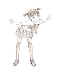 Rule 34 | 1girl, full body, monochrome, original, short hair, sketch, skirt, solo, traditional media, yoshitomi akihito