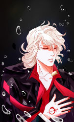 Rule 34 | 10s, 1boy, blonde hair, bubble, emptycicada, closed eyes, highres, jewelry, male focus, nail polish, necklace, necktie, ouroboros, ourobunny, solo, tattoo, tiger &amp; bunny, uchihakagura, underwater