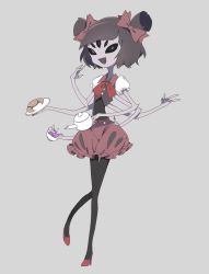 Rule 34 | 1girl, absurdres, extra arms, extra eyes, high heels, highres, arthropod girl, looking at viewer, monster girl, muffet, short twintails, spider girl, tea, teapot, thighhighs, twintails, undertale