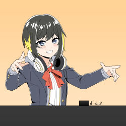 Rule 34 | 1girl, akashi maho, blue eyes, d4dj, headphones, highres, looking at viewer, smile, solo