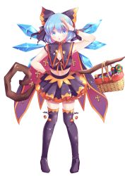 Rule 34 | 1girl, alternate costume, blue eyes, blue hair, boots, bow, cirno, full body, hair bow, halloween, highres, matching hair/eyes, pandako, short hair, solo, thigh boots, thighhighs, touhou, transparent background, wings
