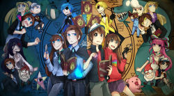 Rule 34 | 6+boys, 6+girls, absurdres, aqua eyes, aqua vest, ascot, bill cipher, black hair, black shirt, blonde hair, blue eyes, book, bow, bowtie, breasts, brooch, brother and sister, brown hair, cane, chain, collared shirt, dark persona, dipper gleeful, dipper pines, dual persona, eyepatch, facial mark, forehead mark, formal, gem, gideon gleeful, gideon pines, giffany, glowing jewelry, gnome, grappling hook, gravity falls, hair bow, hair ornament, hairband, hat, highres, jewelry, knife, long hair, mabel gleeful, mabel pines, magic, mit k., multiple boys, multiple girls, pacifica northwest, pacifica southeast, pantyhose, pentagram, pig, pink eyes, pink hair, red eyes, red shirt, shirt, short hair, siblings, signature, skirt, sweater, swept bangs, the ring, twins, vest, waddles, will cipher, yamamura sadako, yellow eyes