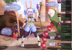 Rule 34 | 1girl, anal beads, anal tail, animal ears, armor, ball gag, bell, bikini armor, black gloves, black thighhighs, blank eyes, blue horns, blue skin, blush, borvar, bow, breasts, butt plug, cleavage, clenched hand, colored skin, commentary, digitigrade, draenei, elbow gloves, embarrassed, english commentary, english text, fake animal ears, fake tail, fang, fingerless gloves, full body, gag, gameplay mechanics, gloves, gluteal fold, hair bow, highres, horns, medium breasts, narrow waist, navel, no pupils, nose blush, platinum blonde hair, pointy ears, pov, pov hands, pubic tattoo, rabbit ears, red bow, revealing clothes, sex toy, short hair, shortstack, shoulder armor, skindentation, solo focus, speech bubble, staff, tail, tail bell, tail ornament, tattoo, thick thighs, thighhighs, thighs, trembling, vambraces, warcraft, white eyes, wiffle gag, world of warcraft, yrel