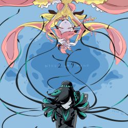 Rule 34 | 1boy, 1girl, aculeatus, androgynous, brother and sister, cojima, dated, houseki no kuni, monster boy, monster girl, pink hair, siblings, signature, ventricosus