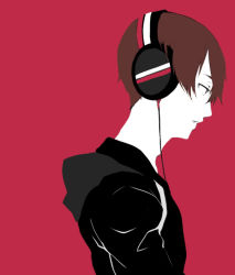 Rule 34 | 1boy, bad id, bad pixiv id, character request, flat color, headphones, male focus, profile, shiro (reptil), short hair, simple background, solo, tennis no ouji-sama