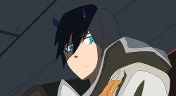 Rule 34 | 10s, 1boy, absurdres, black hair, blue eyes, blue horns, coat, commentary request, darling in the franxx, highres, hiro (darling in the franxx), horns, looking at viewer, male focus, military, military uniform, oni horns, sayuri-san, short hair, solo, uniform, white coat