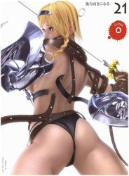 Rule 34 | 1girl, 3d, ass, breasts, cowboy shot, female focus, leina, m-rs, panties, queen&#039;s blade, solo, spread legs, standing, tagme, underwear, white background