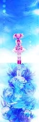 Rule 34 | 10s, 1girl, akemi homura, bad id, bad pixiv id, bubble skirt, different reflection, food, from behind, highres, kaname madoka, magical girl, mahou shoujo madoka magica, mahou shoujo madoka magica (anime), miki sayaka, pink hair, pocky, reflection, sakura kyoko, short twintails, skirt, smile, solo, tomoe mami, twintails