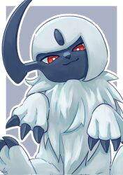 Rule 34 | absol, animal focus, claws, creatures (company), game freak, gen 3 pokemon, horns, i my mo55, nintendo, no humans, pokemon, pokemon (creature), red eyes, single horn, smile, solo, white hair