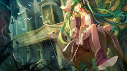 Rule 34 | 1girl, architecture, backpack, bag, bird, building, camel, column, food, grass, greco-roman architecture, green eyes, green hair, hat, hatsune miku, headphones, jordan, leaf, long hair, matching hair/eyes, mouth hold, petra, pillar, plant, pocky, randoseru, riding, scenery, shoes, solo, statue, temple, twintails, very long hair, vocaloid, yayin (yayin233)