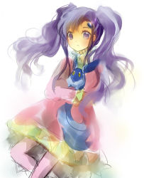 Rule 34 | 00s, 1girl, creature, dress, long hair, meredy (tales), purple eyes, purple hair, quickie (tales), tail, tales of (series), tales of eternia, twintails, yellow eyes