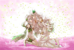 Rule 34 | 2girls, absurdres, bracelet, braid, candy rimo, cape, choker, commentary, crying, crying with eyes open, detached sleeves, dress, english commentary, falling petals, from side, genshin impact, gradient hair, green eyes, hair between eyes, hair ornament, headpat, heads together, height difference, highres, jewelry, kneeling, long hair, long sleeves, looking at another, multicolored hair, multiple girls, nahida (genshin impact), own hands clasped, own hands together, parted lips, petals, pointy ears, rukkhadevata (genshin impact), short sleeves, side ponytail, sidelocks, single braid, stirrup legwear, symbol-shaped pupils, tattoo, tears, toeless legwear, toes, white dress, white hair