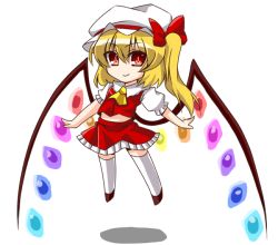 Rule 34 | 1girl, chibi, female focus, flandre scarlet, norun, simple background, solo, tagme, thighhighs, touhou, white thighhighs