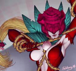 Rule 34 | cape, covered eyes, digimon, digimon (creature), flower, highres, mask, petals, rosemon