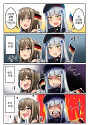 Rule 34 | 2018 fifa world cup, 2girls, 4koma, :d, anger vein, angry, bad id, bad twitter id, beret, blunt bangs, blush, brown eyes, brown hair, collar, comic, commentary request, drooling, facial mark, flag, german flag, girls&#039; frontline, gloves, green eyes, hair ornament, hairclip, half-closed eyes, hat, hk416 (girls&#039; frontline), holding, holding flag, inactive account, jacket, k2 (girls&#039; frontline), korean commentary, long hair, multiple girls, open mouth, saliva, silver hair, smile, soccer, teardrop, translation request, world cup, yellowseeds