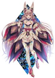 Rule 34 | 1girl, animal ears, breasts, chest jewel, cleavage, detached sleeves, facial mark, highleg, highleg leotard, highres, leotard, long hair, low twintails, misosio uma, nia (blade) (xenoblade), nia (xenoblade), showgirl skirt, small breasts, solo, thighhighs, twintails, very long hair, xenoblade chronicles (series), xenoblade chronicles 2, yellow eyes