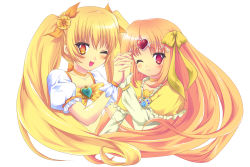 Rule 34 | 10s, 2girls, aloemonaka, bad id, bad pixiv id, blonde hair, bow, brooch, capelet, choker, circlet, cure muse, cure muse (yellow), cure sunshine, dress, frills, hair ribbon, heart, heart brooch, heartcatch precure!, jewelry, long hair, magical girl, midriff, multiple girls, myoudouin itsuki, open mouth, orange bow, orange hair, precure, ribbon, shirabe ako, skirt, smile, suite precure, twintails, yellow bow, yellow dress, yellow eyes, yellow skirt