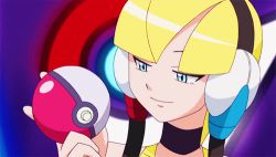 Rule 34 | animated, animated gif, blonde hair, blue eyes, creatures (company), elesa (pokemon), game freak, gym leader, kiss, lowres, nintendo, poke ball, pokemon, pokemon (anime), pokemon bw, pokemon bw (anime)