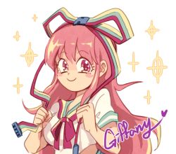 Rule 34 | animated, animated gif, character name, crop top, giffany, gravity falls, hair ribbon, lowres, pink eyes, pink hair, ribbon, ribbon cable, smile, solo, sparkle, sparkling eyes, ssalbulre