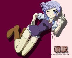 Rule 34 | 00s, blush, boots, gloves, kiddy grade, leotard, lumiere, one eye closed, solo, thighhighs, wallpaper, wink, wristband