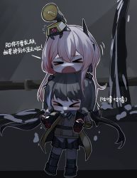 Rule 34 | &gt; &lt;, 2522713004, 2girls, banana (girls&#039; frontline), black gloves, black hair, carrying, closed eyes, commentary request, fang, full body, girls&#039; frontline, gloves, hair between eyes, headgear, highres, holding, indoors, jacket, long hair, m4 sopmod ii (girls&#039; frontline), multicolored hair, multiple girls, open mouth, partially submerged, pink hair, pleated skirt, red hair, ro635 (girls&#039; frontline), sailor collar, shirt, shoulder carry, skirt, standing, streaked hair, translation request, twintails, white hair, white shirt, yellow jacket