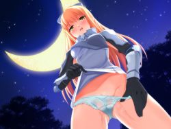 Rule 34 | 10s, 1girl, :o, aiz wallenstein, aqua panties, armor, armored dress, asymmetrical armor, asymmetrical breastplate, bare legs, black gloves, blonde hair, blue panties, blush, breastplate, breasts, cameltoe, clothes lift, crescent moon, dress, dress lift, dungeon ni deai wo motomeru no wa machigatteiru darou ka, dutch angle, embarrassed, faulds, female focus, foreshortening, frilled panties, frills, from below, gauntlets, gloves, groin, hairband, headgear, headpiece, highres, legs, long hair, looking at viewer, looking down, medium breasts, moon, night, night sky, open mouth, outdoors, panties, panty pull, pauldrons, pleated dress, pulling own clothes, pussy juice, round teeth, sanagi (kamisiro), see-through, shirt lift, short dress, shoulder armor, shy, silver hairband, sky, solo, standing, star (sky), starry sky, sword oratoria, teeth, tree, underwear, undressing, vambraces, very long hair, wet, wet clothes, wet panties, white dress, yellow eyes