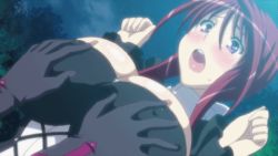 Rule 34 | animated, animated gif, blush, breast massage, breasts, cross, deep skin, dress, covered erect nipples, gloves, groping, large breasts, lowres, oribe mafuyu, red hair, seikon no qwaser