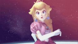 Rule 34 | 1girl, 3d, animated, animated gif, blonde hair, blue eyes, crown, dress, elbow gloves, gloves, index finger raised, long hair, looking at viewer, lowres, mario (series), nintendo, one eye closed, pink dress, princess, princess peach, puffy short sleeves, puffy sleeves, short sleeves, sky, solo, star (sky), starry sky, super mario bros. 1, taunting, wink