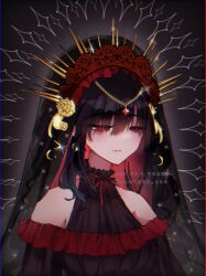 Rule 34 | 1girl, alternate costume, artist name, artist request, bare shoulders, bonnet, bow, bracelet, celestia ludenberg, cowboy shot, danganronpa: trigger happy havoc, danganronpa (series), danganronpa 10th anniversary costume, dress, frills, goth fashion, gothic lolita, hair ornament, hairband, jewelry, lolita fashion, official alternate costume, red bow, red dress, solo, twintails, yellow bracelet