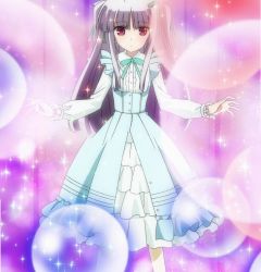 Rule 34 | 10s, absolute duo, bishie sparkle, dress, highres, long hair, long skirt, red eyes, screencap, silver hair, skirt, solo, sparkle, yurie sigtuna