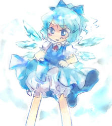 Rule 34 | 1girl, bloomers, bow, cirno, embodiment of scarlet devil, female focus, kinkirara, queen qko, solo, touhou, underwear, white bloomers