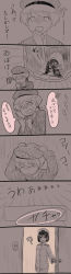 Rule 34 | 10s, 3girls, ?, absurdres, akiho hayuu, bad id, bad pixiv id, beret, buttons, closed eyes, clothes writing, comic, crying, door, female admiral (kancolle), grey background, hair over one eye, hand to own mouth, hands on own head, hat, highres, indoors, kantai collection, long hair, long sleeves, military, military uniform, multiple girls, neckerchief, open mouth, opening door, pants, peaked cap, sailor collar, sailor hat, short hair, sweatdrop, tears, television, text focus, the ring, through medium, through screen, translation request, uniform, wavy mouth, yamamura sadako, z1 leberecht maass (kancolle)